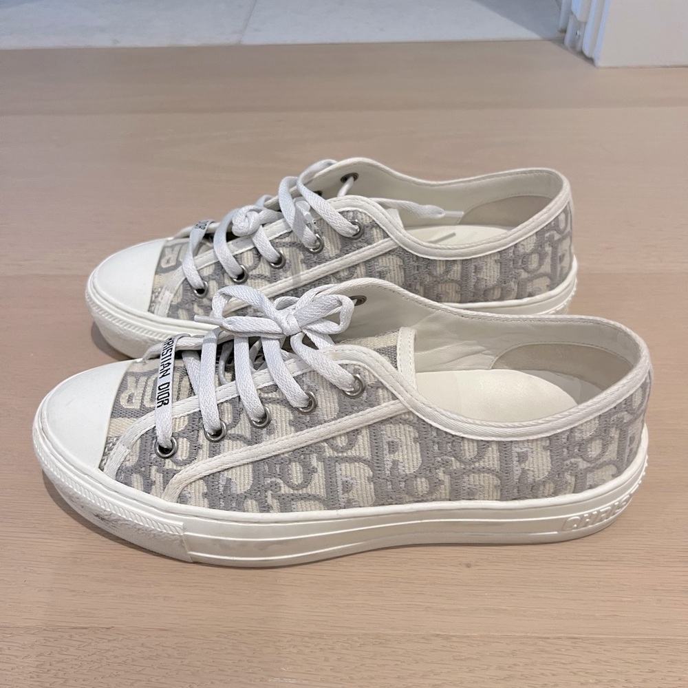 Dior Walk'n'Dior Sneaker Stone Gray Dior Oblique Embroidered Cotton size 37.5